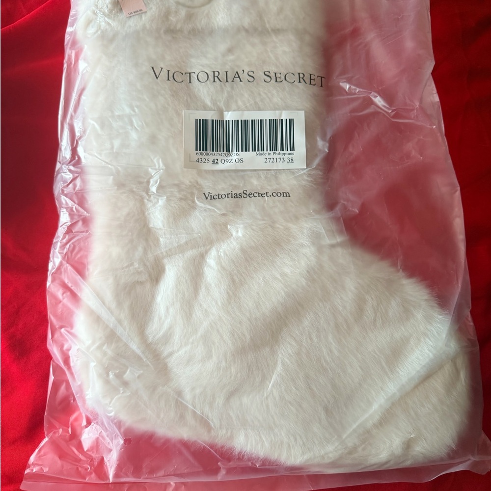 Victoria's Secret Cream Faux Fur Stocking